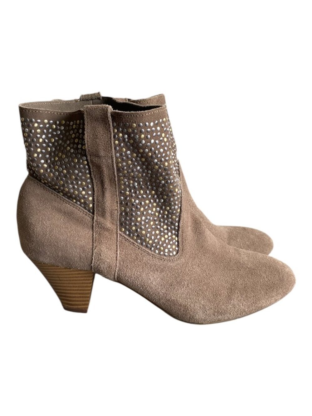 American Eagle NWT Studded Taupe Suede Ankle Boots Size 10 heeled​